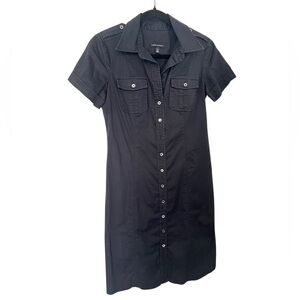 Navy Blue Button-Up Shirt Dress